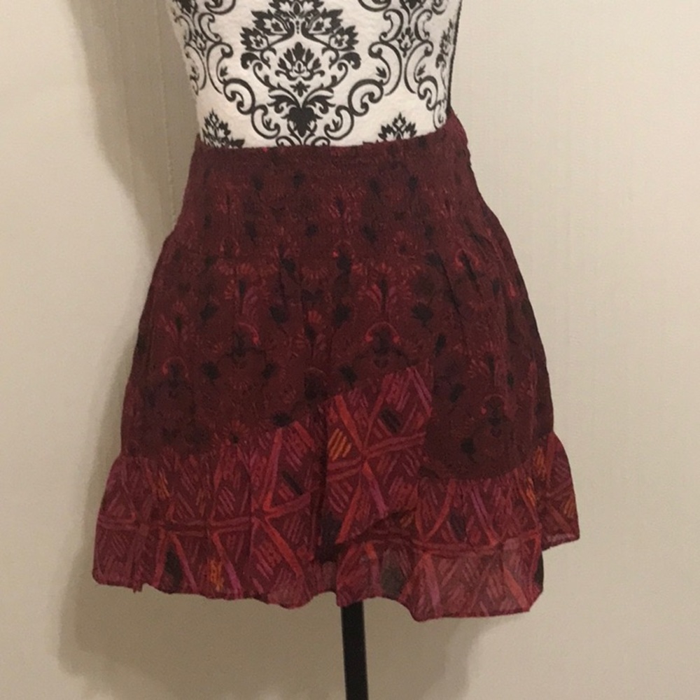 Free People red ruffle mini skirt